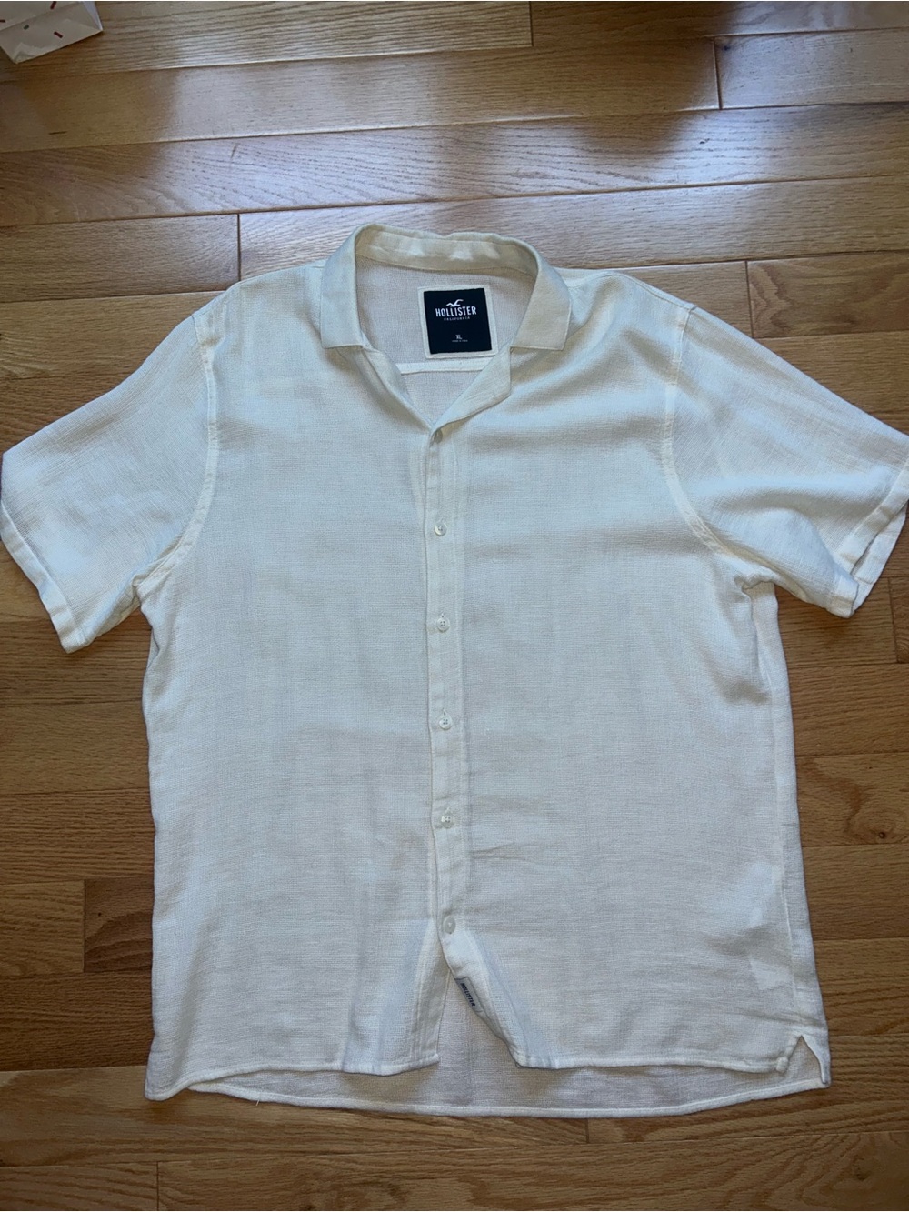 Hollister Men's Short-Sleeve Button-Down Shirt Linen Blend